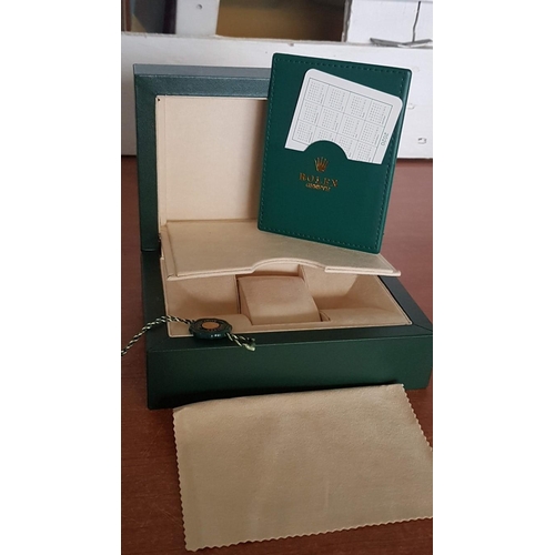 45 - 'Rolex' Watch Box (13cm x 17.5cm x 7.5cm), Green Leather/Beige Velvet, Together Green Leather Card H... 