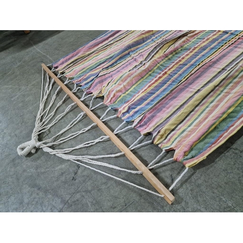 11 - Garden Hammock, Multi-Colour Fabric Striped Fabric, (Approx. 200 x 150cm, Max 150kg), with Box, * Lo... 