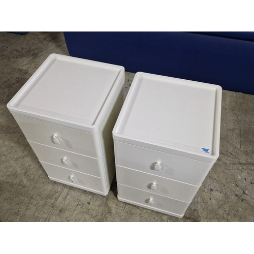 13 - Pair of Modern Gloss White 3-Drawer Bedside Cabinets, (Approx. 39 x 39 x 66cm each), (2)