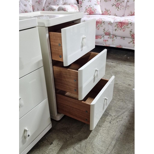 13 - Pair of Modern Gloss White 3-Drawer Bedside Cabinets, (Approx. 39 x 39 x 66cm each), (2)