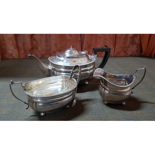 1 - Antique Edwardian 3-Piece Sterling Silver Tea Set, by Makers 'C S Harris & Sons Ltd', London, Circa ... 