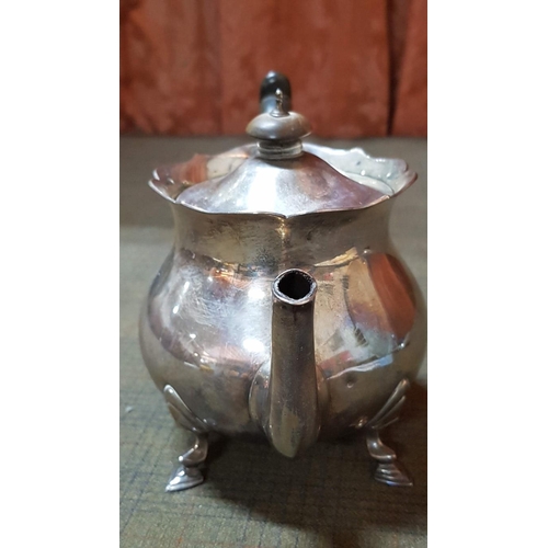 10 - Antique Edwardian Sterling Silver Tea Pot with Horn(?) Handle and 4-Feet, by Makers 'Edward Barnard ... 