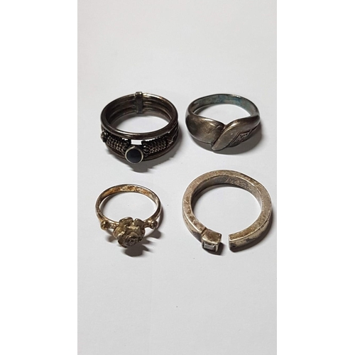 554 - Assorted Silver Jewelry Collection, 4x Rings, 2x Pendants and 2x Chains (One with Small Pendant). (8... 