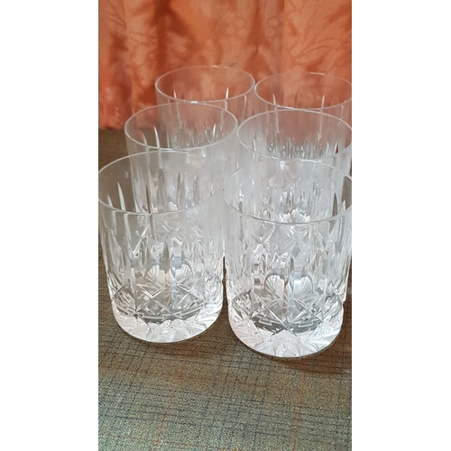 564 - 3x Crystal Sets of Different Pattern Whisky/Water Glasses, 2x of 6x Glasses Each Set and 1x of 5X Gl... 