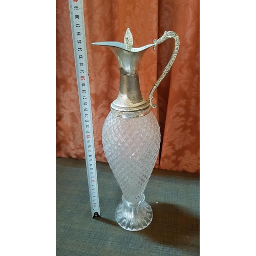 565 - Vintage Style Tableware: 4x Different Goblets and Handle Collar Spout & Pedestal Decanter. x5