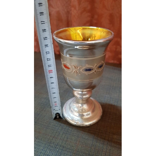 565 - Vintage Style Tableware: 4x Different Goblets and Handle Collar Spout & Pedestal Decanter. x5