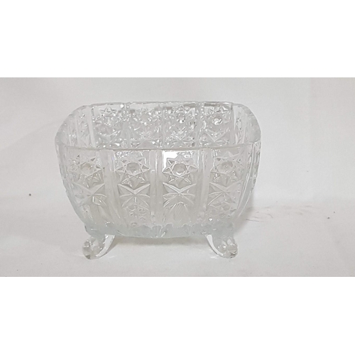 567 - Vintage Square Crystal 'Bon-Bon' Dish/Bowl, Footed and Highly Ornate, (Approx. 14cm x 14cm x 8.5cm).