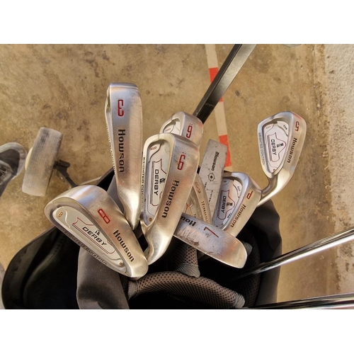 689 - Set of 'Houston' Golf Clubs (8 x Irons, 3 x Woods and a Putter) in Golf Bag with Trolley