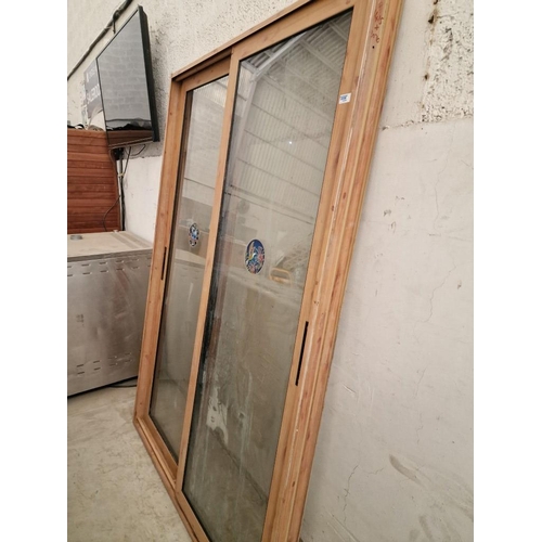 691 - Wood Effect Alumiunium Double Glazed Sliding Patio Doors in Frame, (Approx. 142 x 207cm)