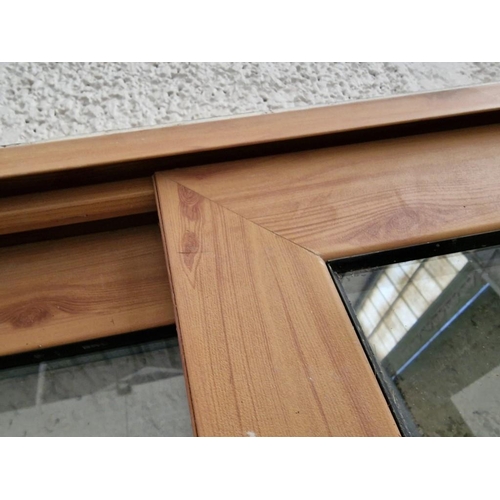 691 - Wood Effect Alumiunium Double Glazed Sliding Patio Doors in Frame, (Approx. 142 x 207cm)