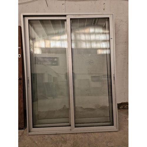 693 - Grey Colour Alumiunium Double Glazed Sliding Patio Doors in Frame, (Approx. 170 x 223cm)