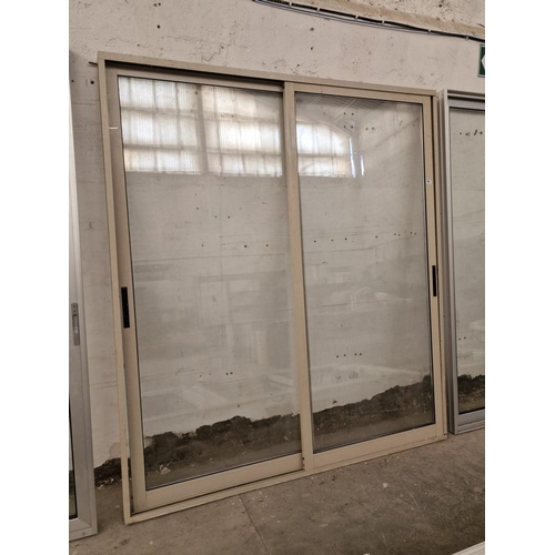 697 - Beige Colour Alumiunium Double Glazed Sliding Patio Doors in Frame, (Approx. 197 x 221cm)