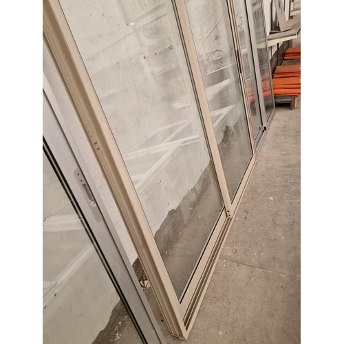 697 - Beige Colour Alumiunium Double Glazed Sliding Patio Doors in Frame, (Approx. 197 x 221cm)