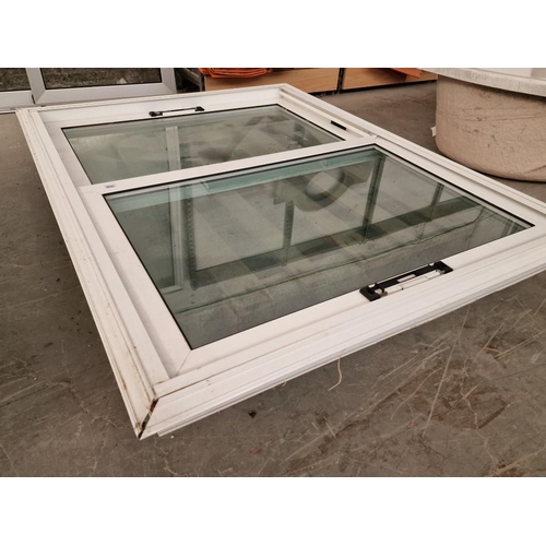 699 - White Alumiunium Double Glazed Sliding Windows in Frame, (Approx. 157 x 120cm)