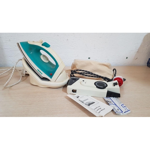 376 - Vax Steam Travel Iron, (Model: 1-2-29-03-005), with Cover and 'Huayu' Steam Iron, (Model: YPF-3002A,... 