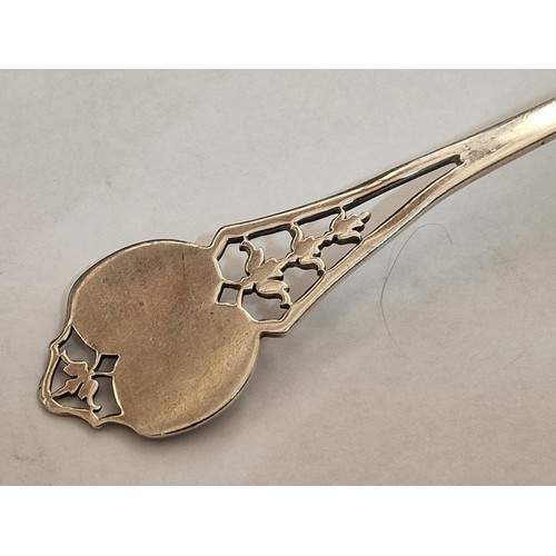 5A - Antique Sterling Silver Soup Spoon with Decorative Pierced Handle, by 'Mappin & Webb Ltd', Sheffield... 