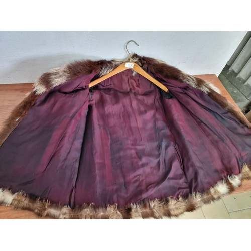 129 - Fur Coat / Jacket with Burgundy Colour Lining