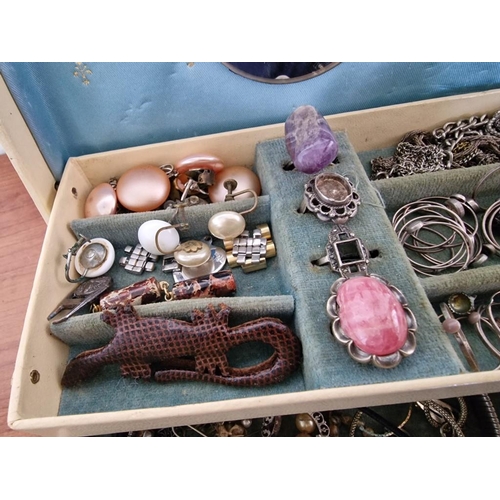 20 - Vintage Jewellery Case with Fitted Interior, Complete with Contents, a Large Quantity of Assorted Co... 