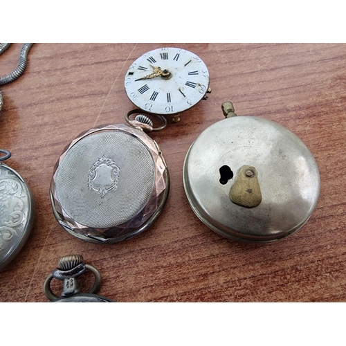 22 - Vintage 'ELGIN' Pocket Watch with Black Face in White Metal Case and Waltham 16s Nine Jewels Adjusta... 