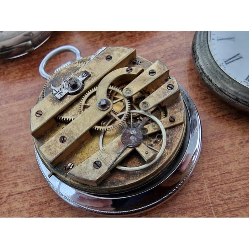 22 - Vintage 'ELGIN' Pocket Watch with Black Face in White Metal Case and Waltham 16s Nine Jewels Adjusta... 