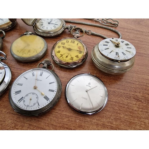 22 - Vintage 'ELGIN' Pocket Watch with Black Face in White Metal Case and Waltham 16s Nine Jewels Adjusta... 