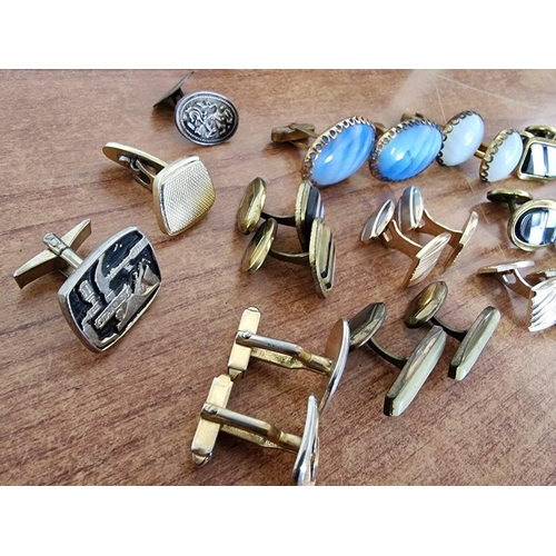 23 - Large Collection of Vintage Assorted Cufflinks (11 x Pairs and 3 Others), in Vintage Box with Presse... 