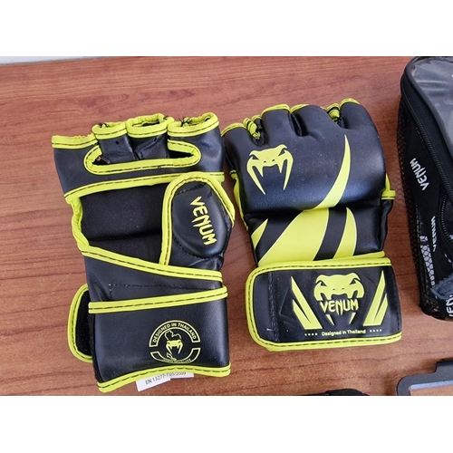 263 - Pair of 'Venum' Challenger MMA Gloves, Neo Yellow / Black, Size: S, in Pack, * Look Unused *, Togeth... 