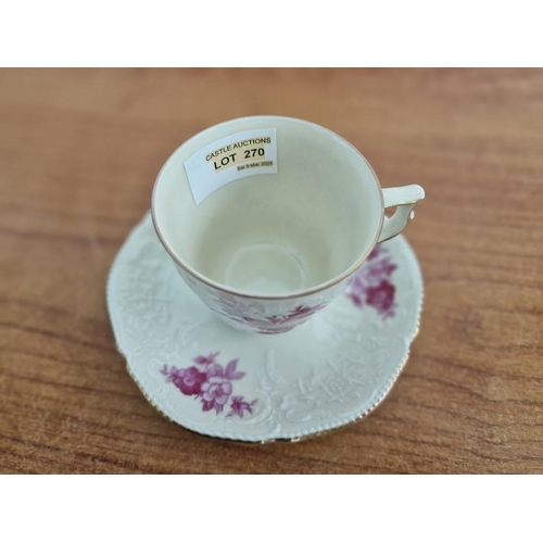 270 - Rosenthal 'Sanssouci Vienna Rose' Pattern Coffee Cup and Saucer, (Germany)