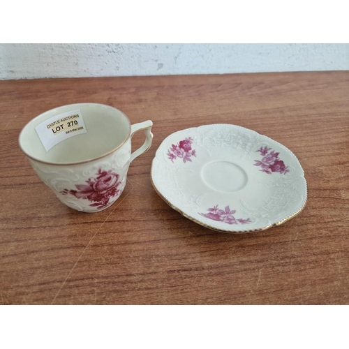 270 - Rosenthal 'Sanssouci Vienna Rose' Pattern Coffee Cup and Saucer, (Germany)