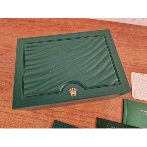 64 - Rolex Watch Box, Ref. 39139.01, Green Leather/Beige Velvet, Together Green Leather Card Holder, 2020... 