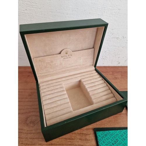 65 - Rolex Watch Box, Ref. 70.00.02, Green Leather/Beige Velvet, Together Green Leather Card Holder, Note... 