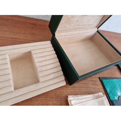 65 - Rolex Watch Box, Ref. 70.00.02, Green Leather/Beige Velvet, Together Green Leather Card Holder, Note... 