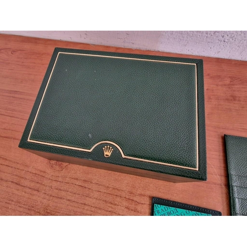 65 - Rolex Watch Box, Ref. 70.00.02, Green Leather/Beige Velvet, Together Green Leather Card Holder, Note... 