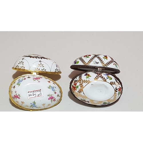 192 - Decorative Porcelain Egg Shape 4x Trinket Boxes, Floral Pattern and Gold-Plated Rim/Closure, 2x Appr... 