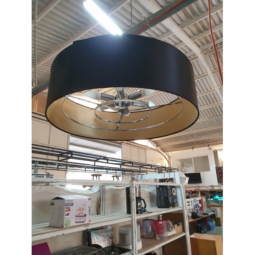 343 - Ceiling Light With 6 x Bulbs And Black Surround Over a Chrome Frame. Ø 60cm