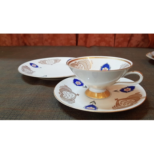 189 - Vintage 50s-60s, Various German Brands Porcelain 6x 'Trio' Tea/Coffee Sets (Cup, Saucer, Cake Plate ... 