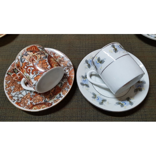 206 - 2x Classic Porcelain Sets in Different Pattern and Color, 6x Cups and 6x Saucers Each Set.   (24)