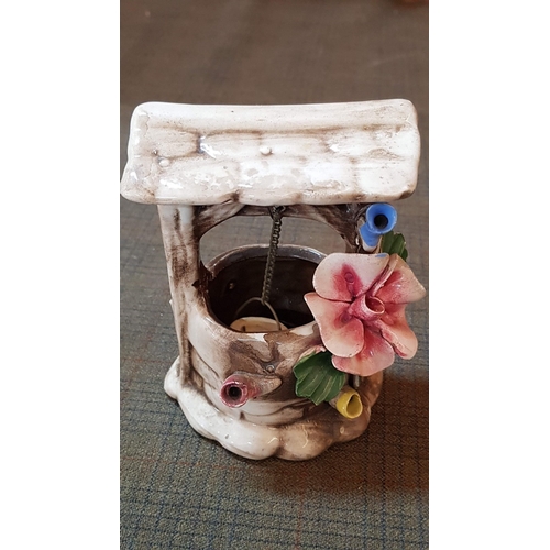 208 - Mini Home Decor, Vintage Ceramic Capodimonte Wishing Well, H: 11.5cm. Together Stylish Mediterranean... 