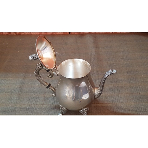 210 - Vintage Silver Plated 4-cs Tea/Coffee Set, Coffee Pot, Tea Pot, Sugar Bowl and Creamer, Floral Patte... 