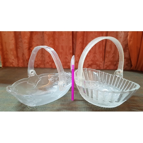 248 - Retro Glassware, 4x Stylish Cut Glass Decorative Baskets, Various Shape ,Color and Size.  (4)