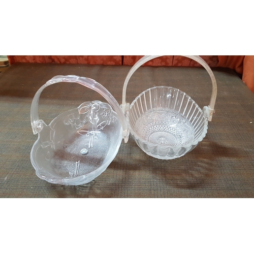 248 - Retro Glassware, 4x Stylish Cut Glass Decorative Baskets, Various Shape ,Color and Size.  (4)