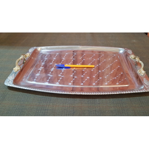 251 - White Metal Retro Tableware, Large Decorative Rectangular Tray with Handles. Together with Retro Whi... 