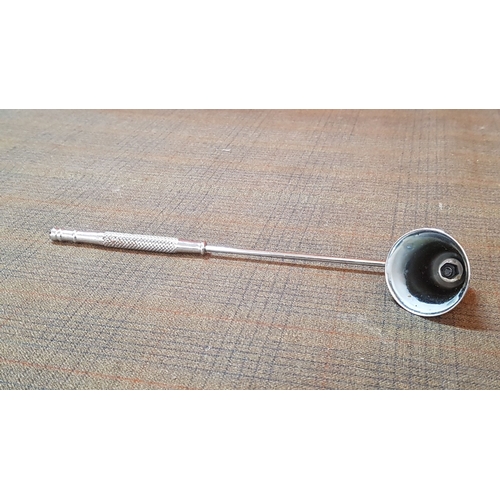 254 - Vintage Style Candle Accessories, Candle Wick Trimmer and Candle Snuffer, White Metal.  (2)