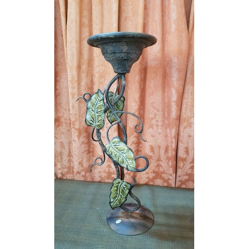 257 - Stylish Metal Art, 4x Different Candle Holders Decorated with  Leaves, H: 30cm, H:39cm, H:48cm, H:50... 