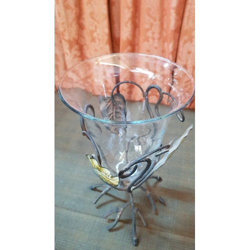 257 - Stylish Metal Art, 4x Different Candle Holders Decorated with  Leaves, H: 30cm, H:39cm, H:48cm, H:50... 