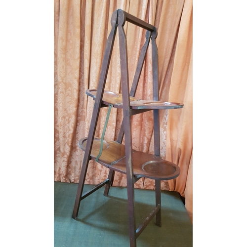 258 - Antique Wooden Folding Serving Stand, A/F, Need Repair, H: 95cm.