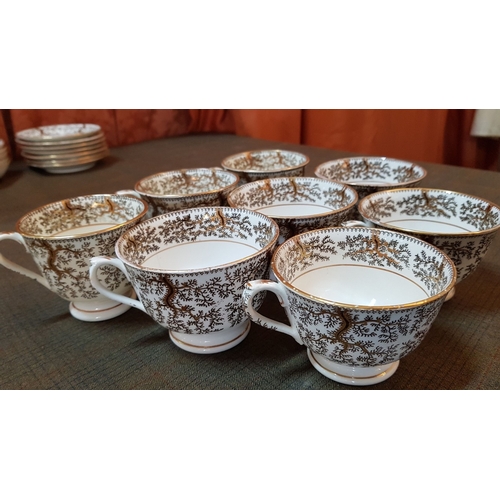 397 - Antique Gold Filigree Pattern Tea/Coffee set, George Frederick Bowers Hallmark, 3-Different Sizes Cu... 