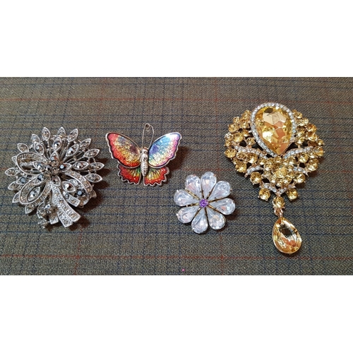 401 - Assorted Collection of Costume Jewelry (Brooches 4x, Earrings 3x Pair) and Accessories for Jewelry M... 