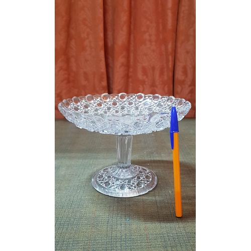 445 - Retro Cut Glass Dessert Set, Large Bon-Bon Dish with Lid, Cake/Sandwich Stand and 7x Matching Plates... 