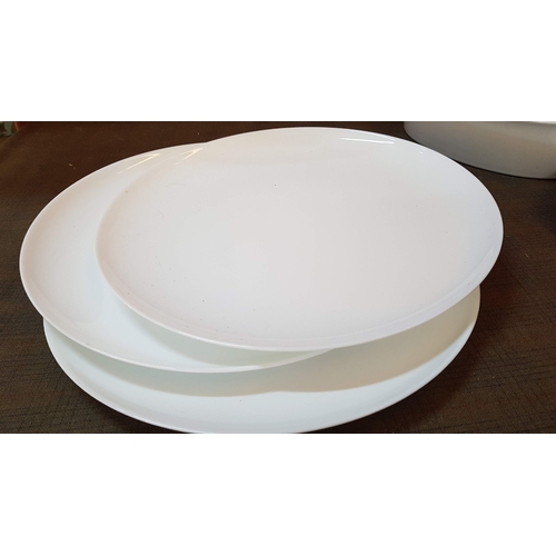 450 - White Classic Porcelain Tableware, 3x Large Round Serving Plates, (Ø: 32cm Each), 4x Round Diner Pla... 